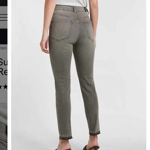Express Super High Waisted Gray Raw Released Hem Slim Jeans - Picture 3 of 6